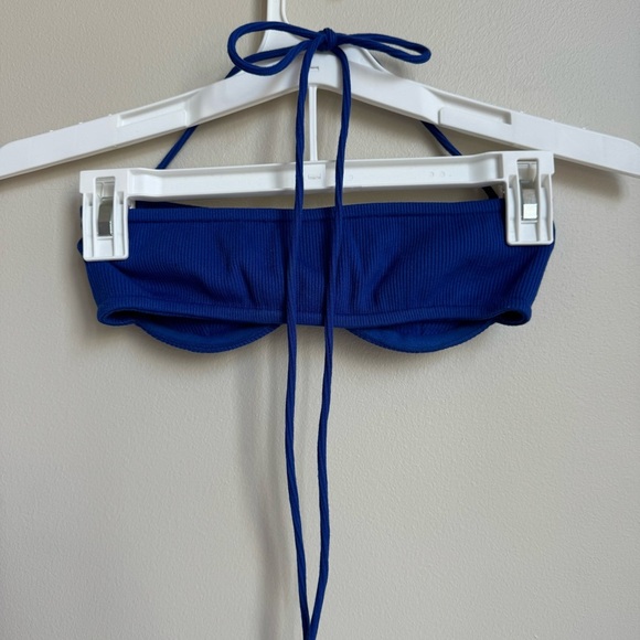 Princess Polly Ribbed Halter Top Blue Underwire Bikini Top Size 2 - Picture 4 of 6